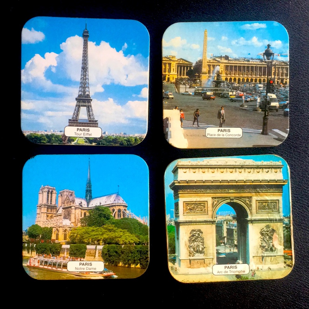 Paris Coasters - Cork-Backed Square - Eiffel Tower Notre Dame Arc de Triomphe